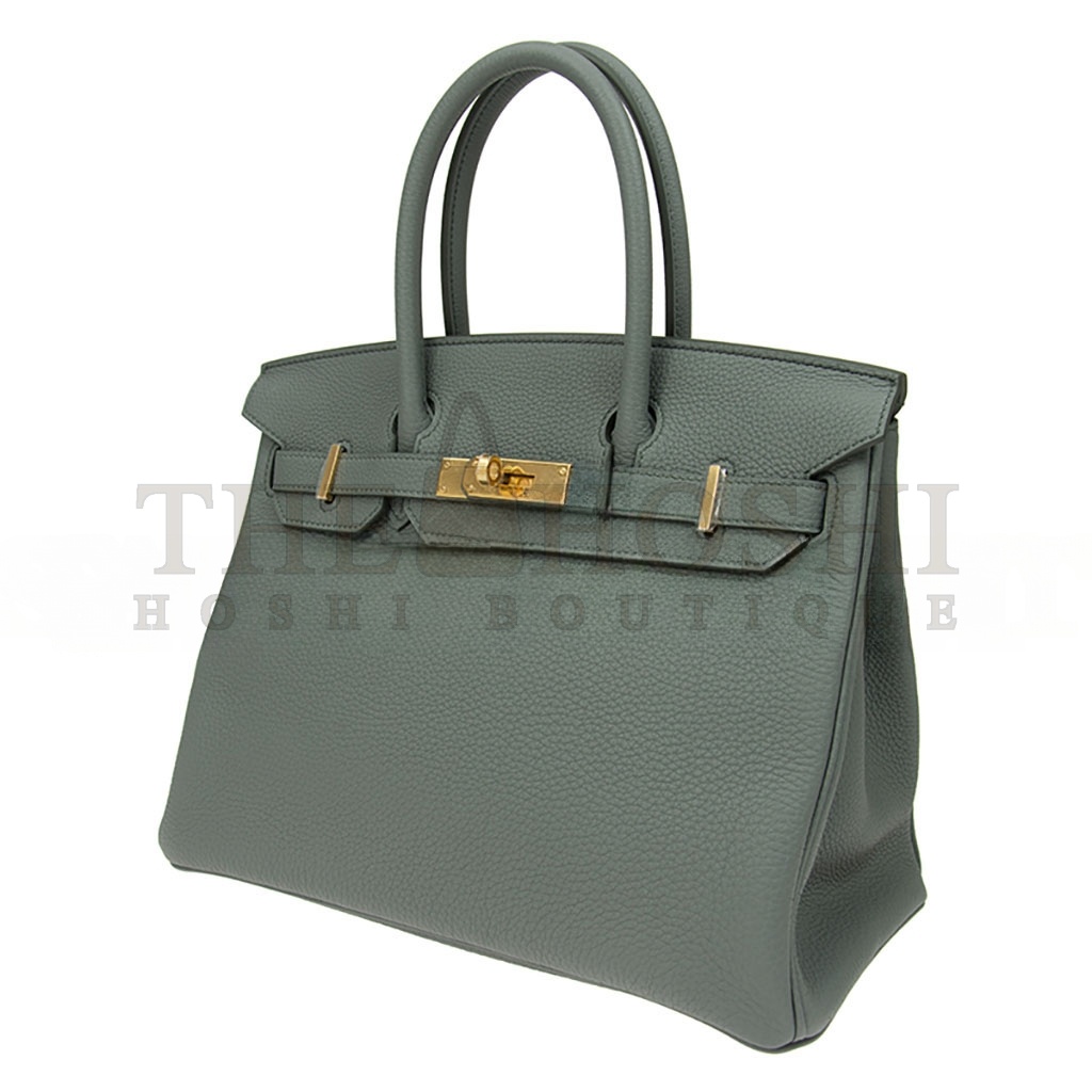 H**me5 BIRKIN 30 EPSOM LEATHER BIRKIN GREEN GOLD BUCKLE HIGH END BAG BK3063TGGP4296 (30*23*15cm) Master Quality